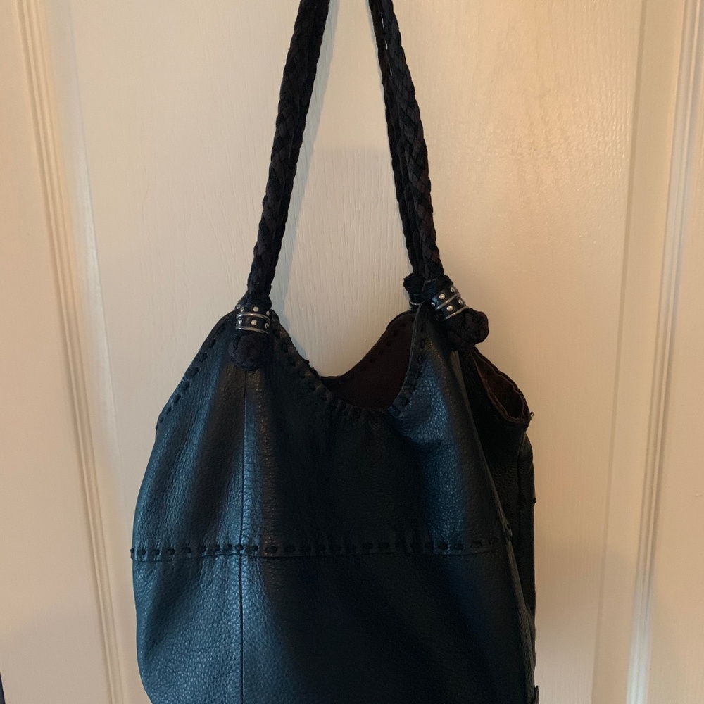 The Sak Handbag Brown Genuine Pebbled Leather Hobo